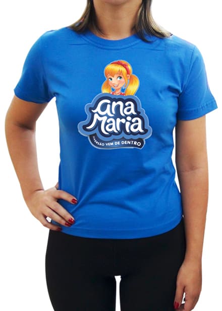 Camiseta azul feminina com estampa em Dark Transfer
